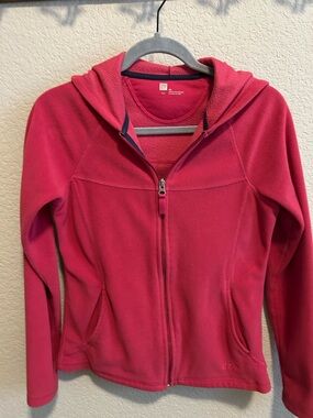 GAP Hot Pink Hooded Fleece Jacket with Navy Trim